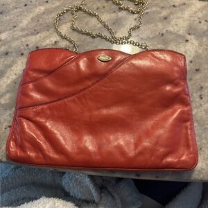 Ferragamo Leather bag with chain. A couple of minor stains, shown in pictures